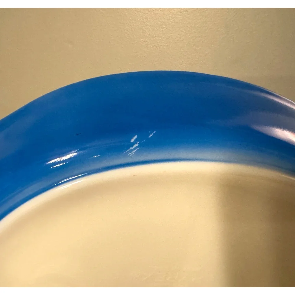 Pyrex Blue Oval Divided Casserole Dish 1.5 Qt With Clear Lid USA Vintage